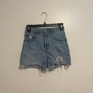 Levi’s Women's Blue High Rise Denim Shorts